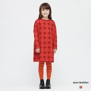 Marimekko x Uniqlo Girls Red Circle Dot Shift Dress